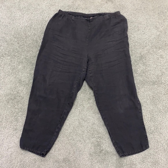 FLAX Black 100% Linen Wide Leg Lagenlook pull on Pants - Picture 1 of 8